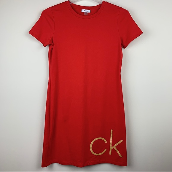 Calvin Klein Dresses & Skirts - Calvin Klein Vibrant Orange Crewneck T-Shirt Dress